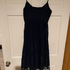 Navy blue lace covered party dress. Size 2. Worn once— perfect condition.